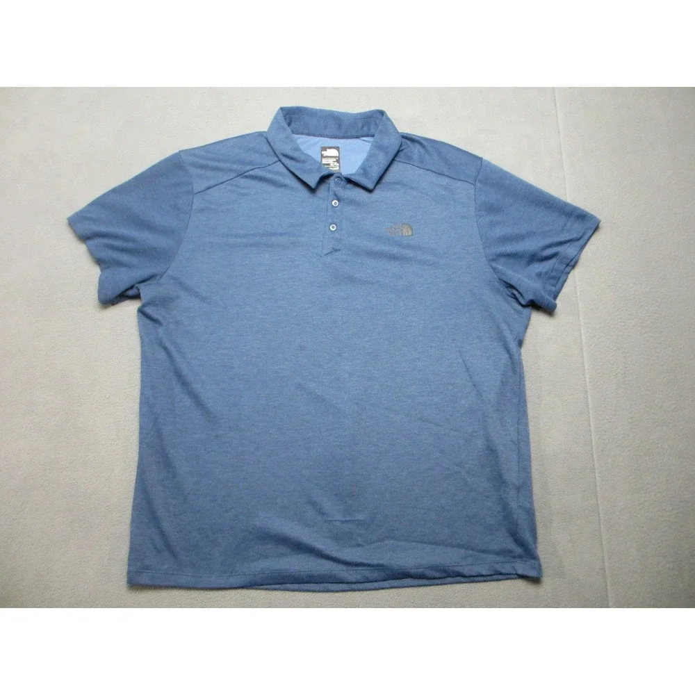 The North Face Polo Shirt Mens XL Blue Excellent Flashdry Mesh Lined NF0A2UN6